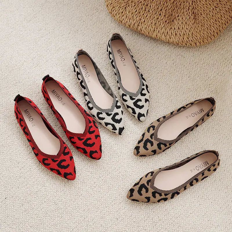 2022 Spring Women’s Woven Leopard Print Flat Shoes