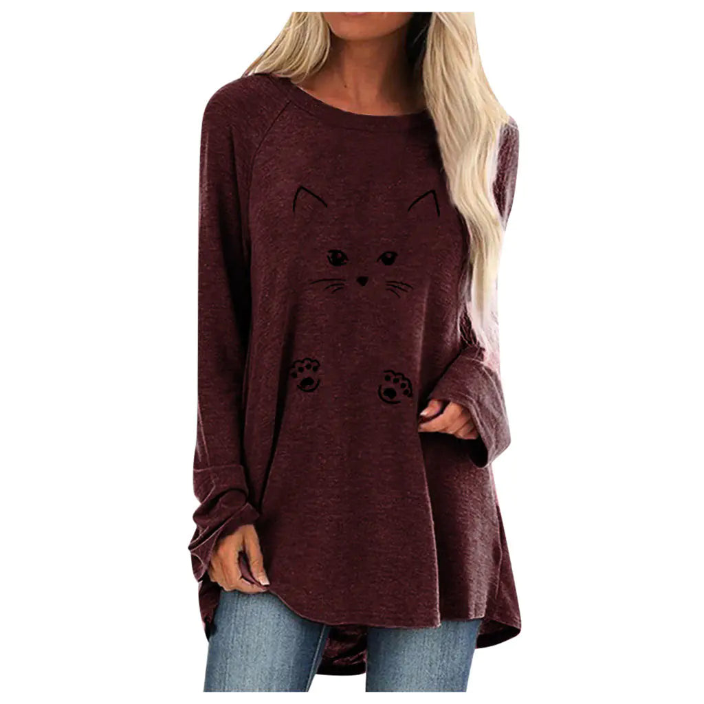 Loose Long Sleeve T-Shirt - Women's Casual Tee