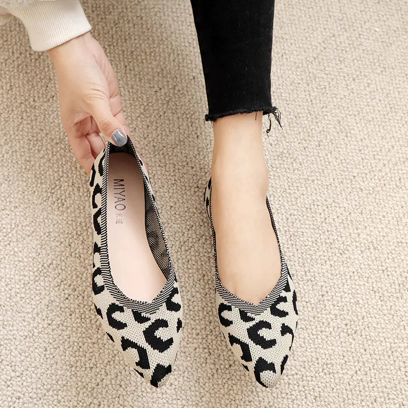 2022 Spring Women’s Woven Leopard Print Flat Shoes