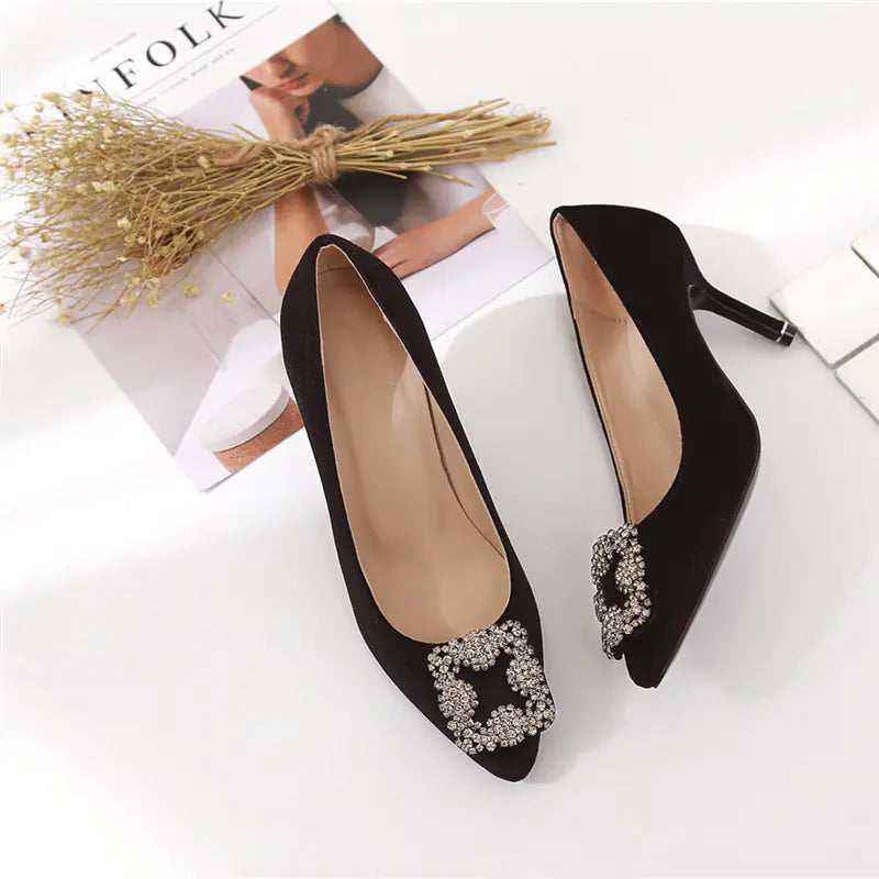 Leather High Heel Shoes - Women's Spring Dress Heels