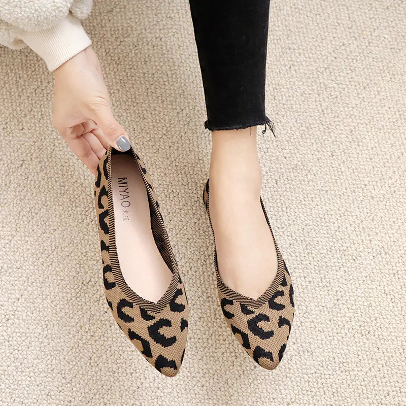 2022 Spring Women’s Woven Leopard Print Flat Shoes