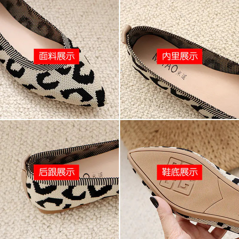 2022 Spring Women’s Woven Leopard Print Flat Shoes