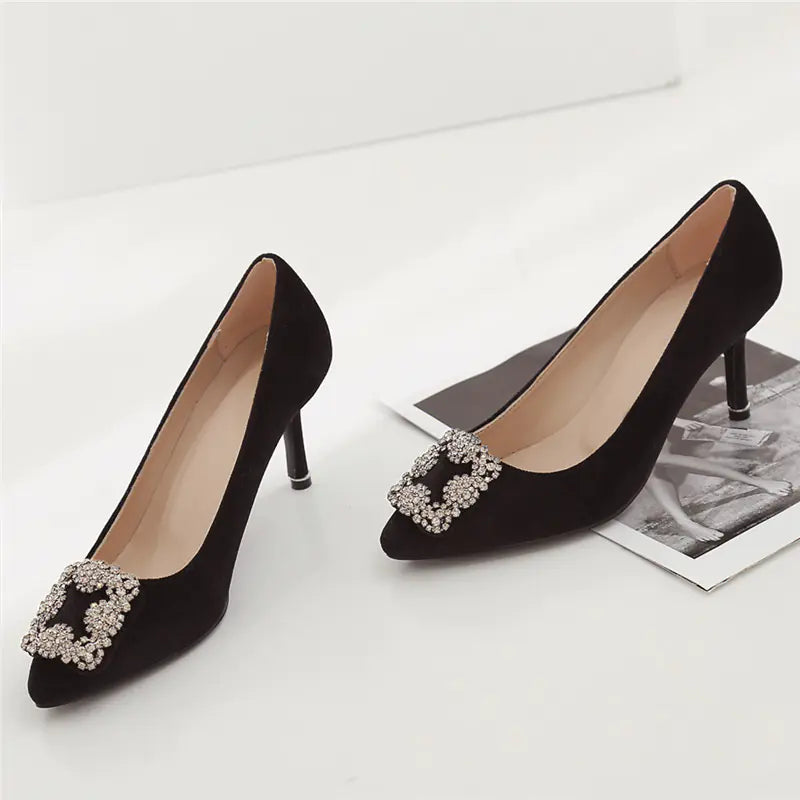 Leather High Heel Shoes - Women's Spring Dress Heels