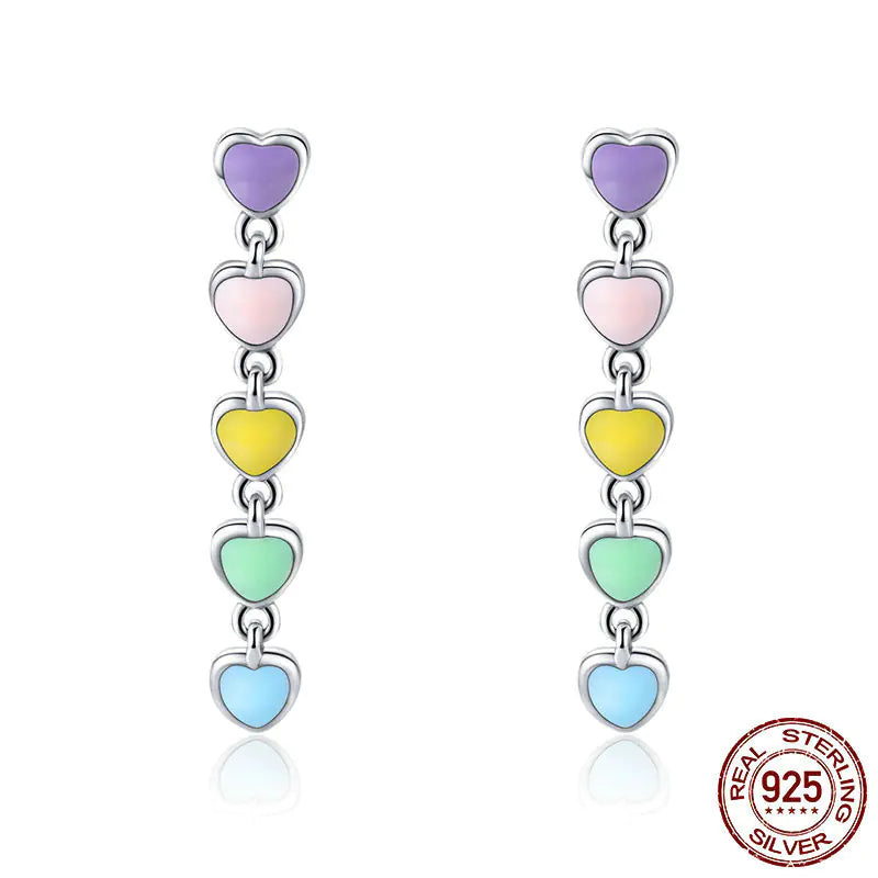 Rainbow Heart Ring and Earring Accessory Set