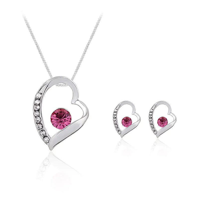 Heart Necklace and Earring Set