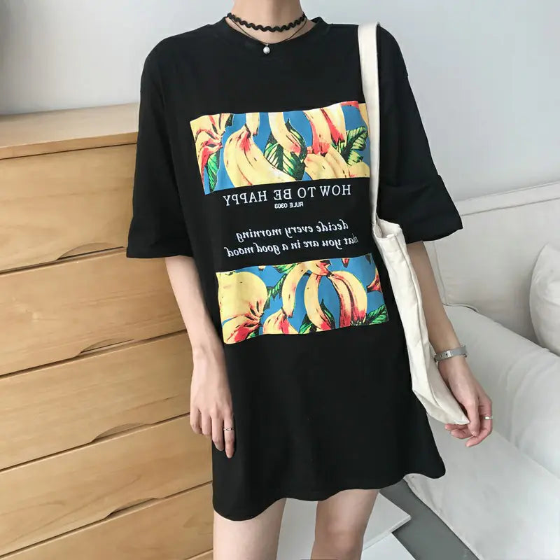 Banana Print Layering T-Shirt - Fun Graphic Tee