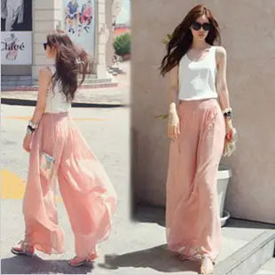 Chiffon Long Pants Skirt - Fashion Palazzo Pants