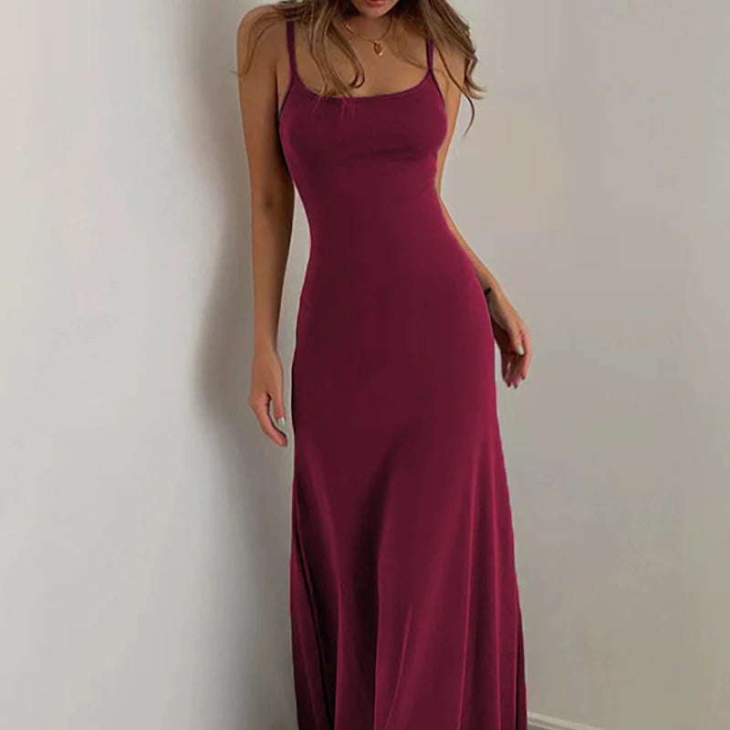 2025 European and American waist cinched high skirt Mid length skirt vest solid color suspender long skirt jumpsuit long skirt