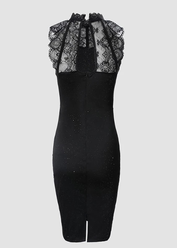 Womens Dresses 2024 Summer Fashion Glitter Print Contrast Lace Casual O-Neck Sleeveless Skinny Mini Party Dress