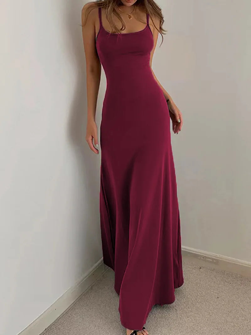 2025 European and American waist cinched high skirt Mid length skirt vest solid color suspender long skirt jumpsuit long skirt