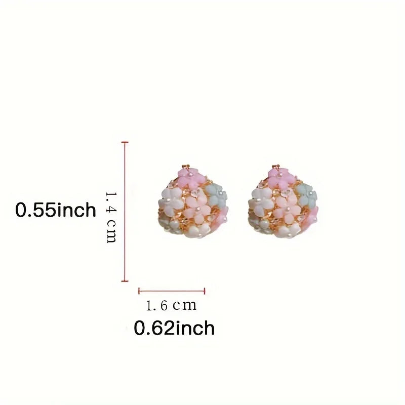 1 Pair Fashion Floral Hoop Earrings for Women Alloy with Resin Inlay Japanese Korean Style Suitable for Daily Wear and Weddings