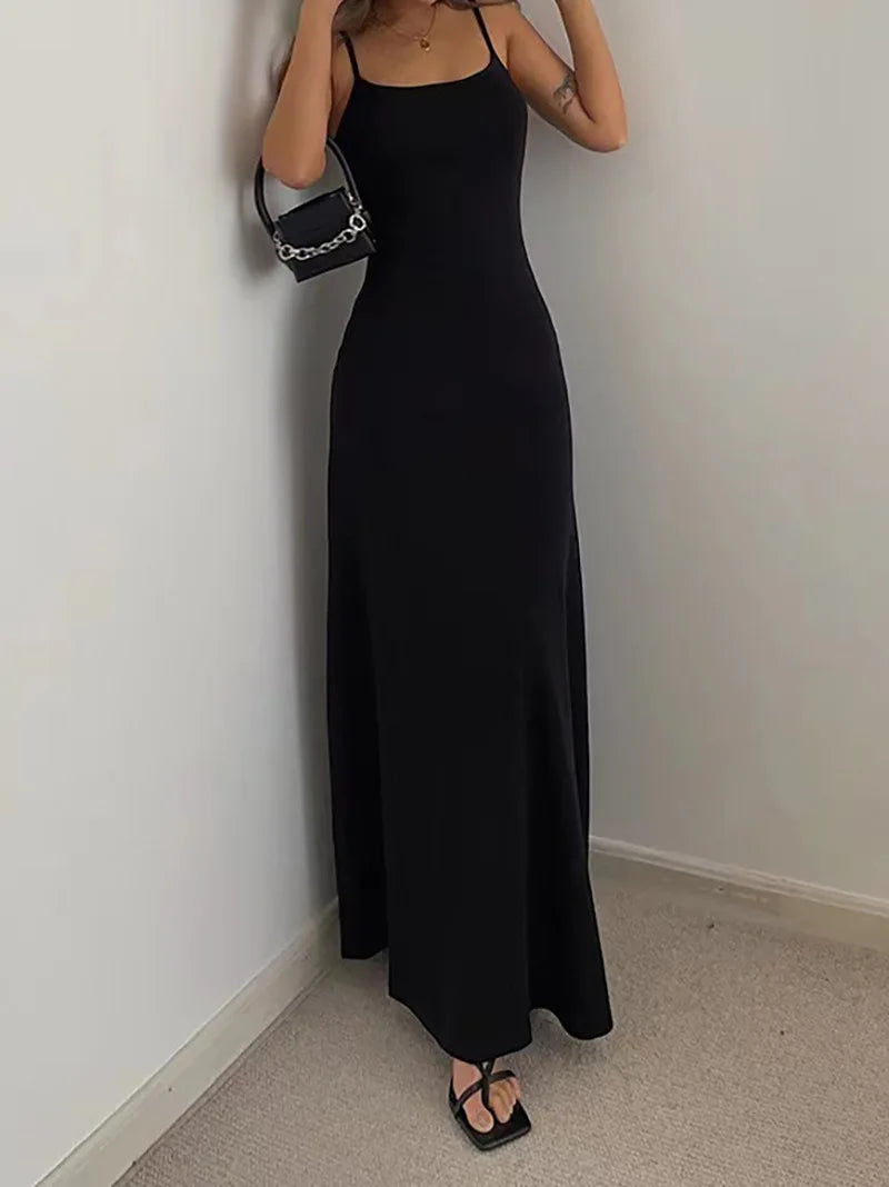 2025 European and American waist cinched high skirt Mid length skirt vest solid color suspender long skirt jumpsuit long skirt