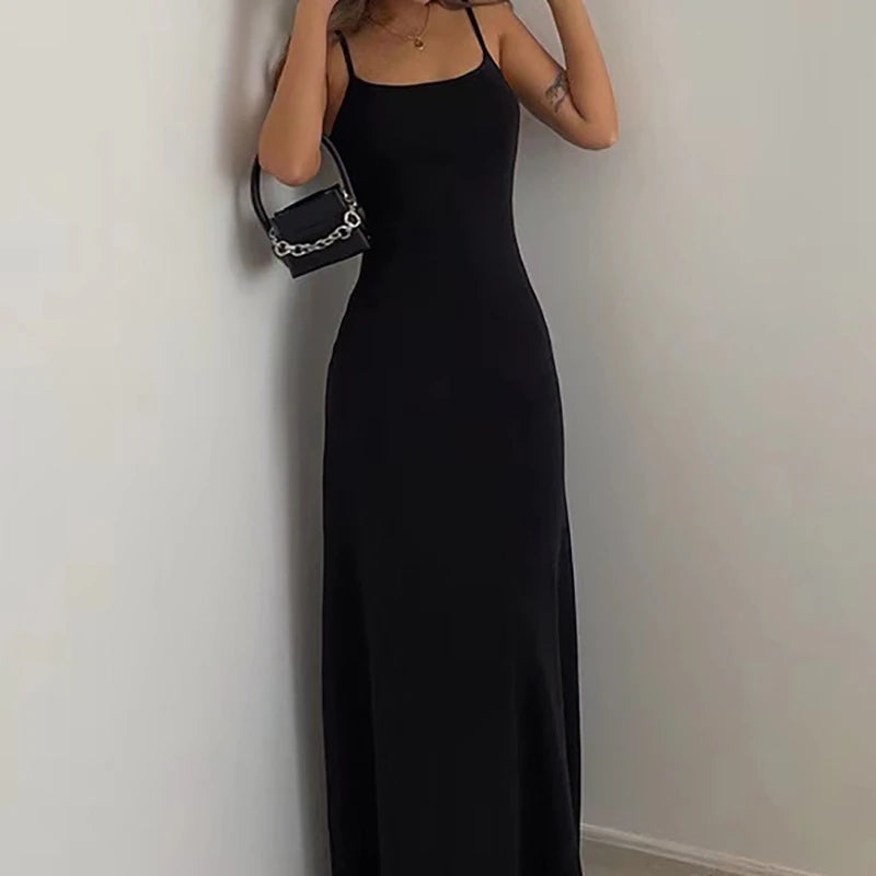 2025 European and American waist cinched high skirt Mid length skirt vest solid color suspender long skirt jumpsuit long skirt