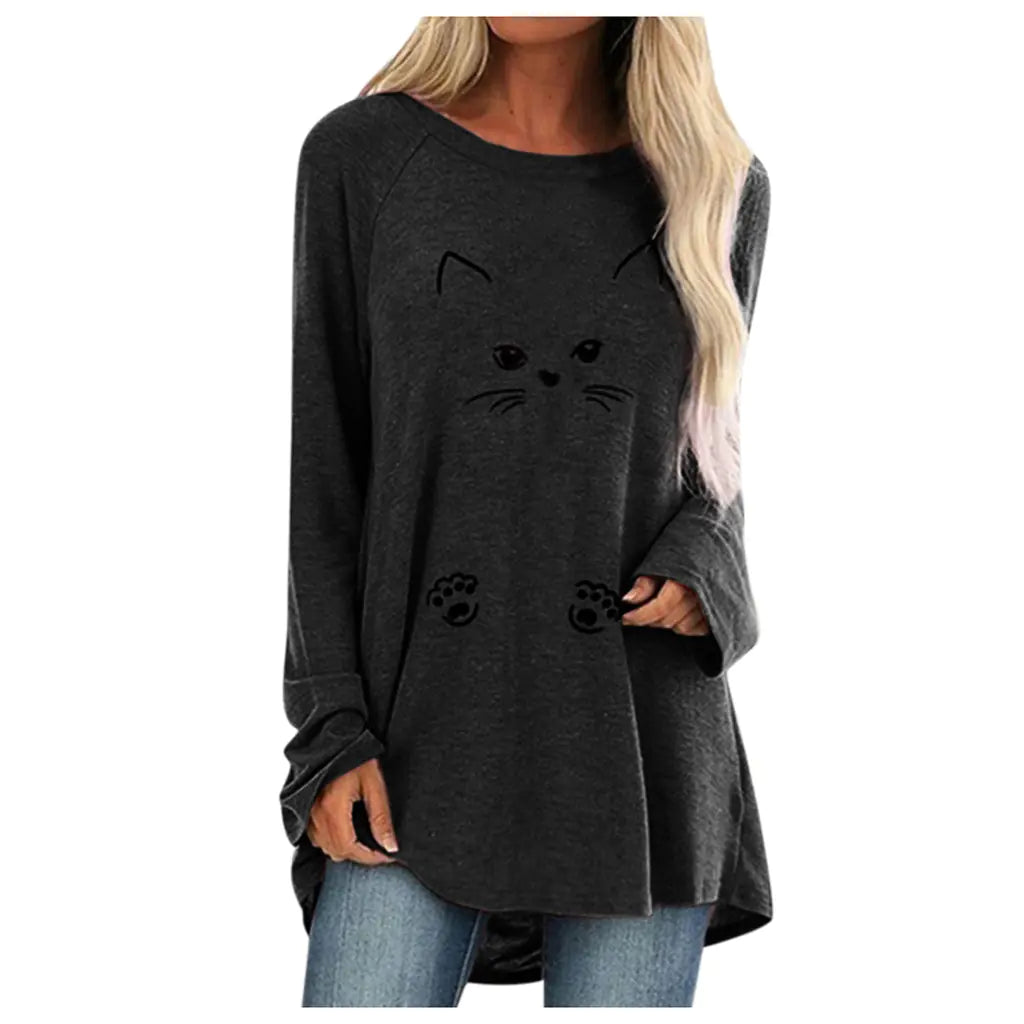 Loose Long Sleeve T-Shirt - Women's Casual Tee
