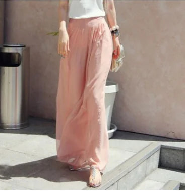 Chiffon Long Pants Skirt - Fashion Palazzo Pants