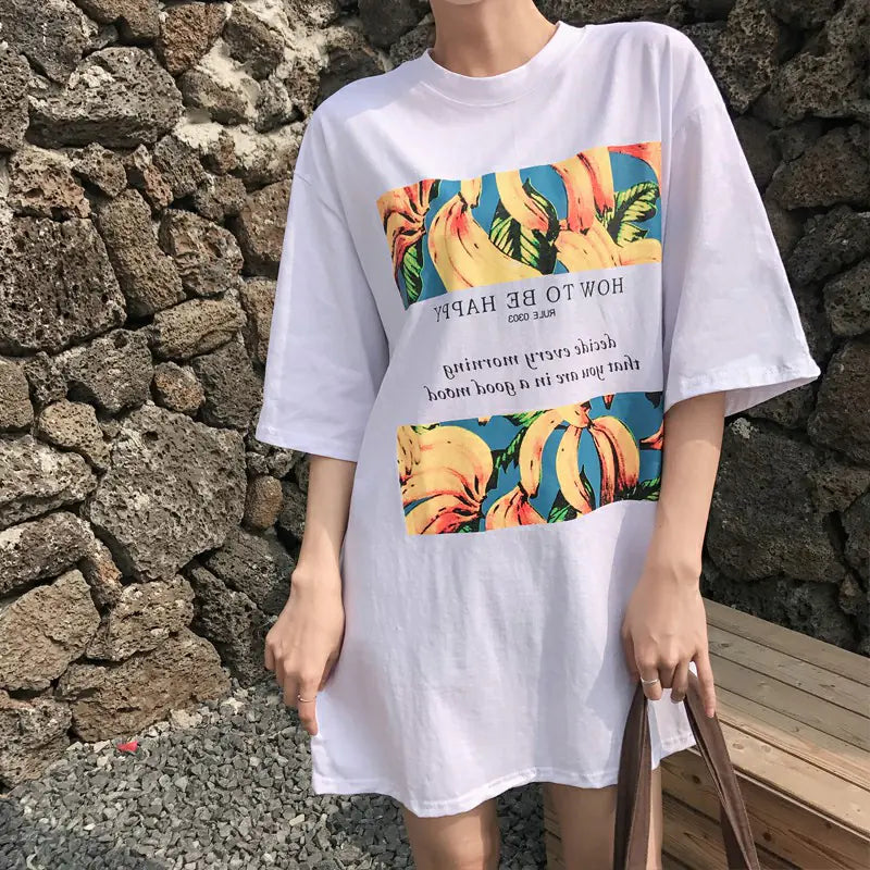 Banana Print Layering T-Shirt - Fun Graphic Tee