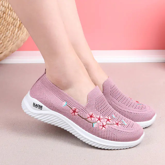 Breathable Mesh Walking Shoes - Women's Casual Slip-On Sneakers