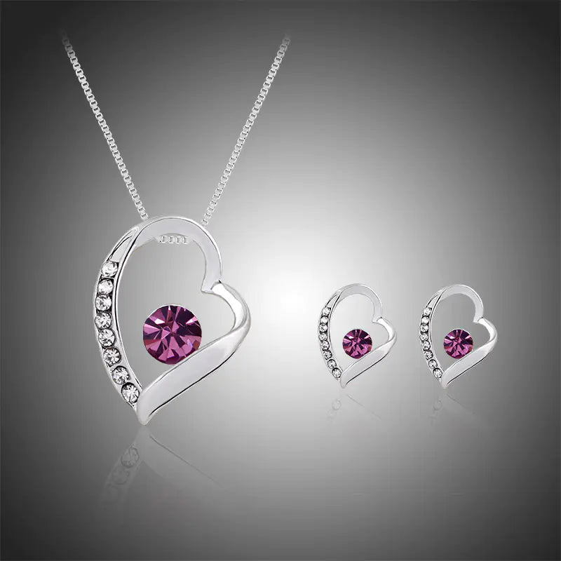 Heart Necklace and Earring Set