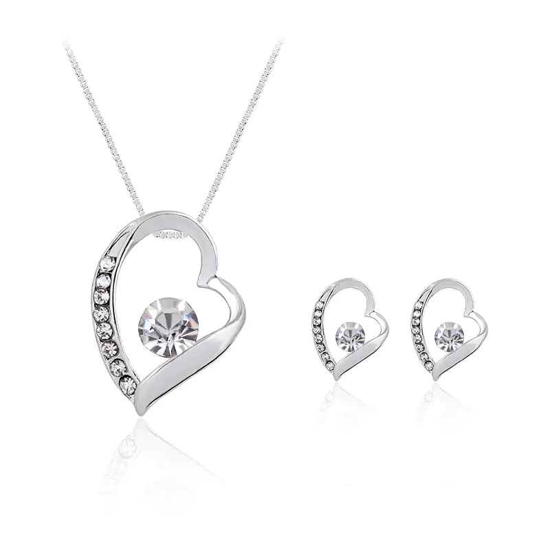 Heart Necklace and Earring Set