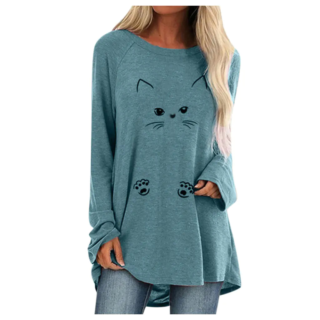 Loose Long Sleeve T-Shirt - Women's Casual Tee