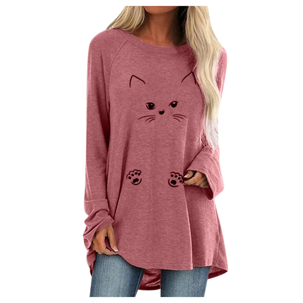 Loose Long Sleeve T-Shirt - Women's Casual Tee